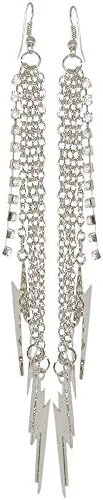 Dangling Lightning Bolt Earrings with Rhinestones