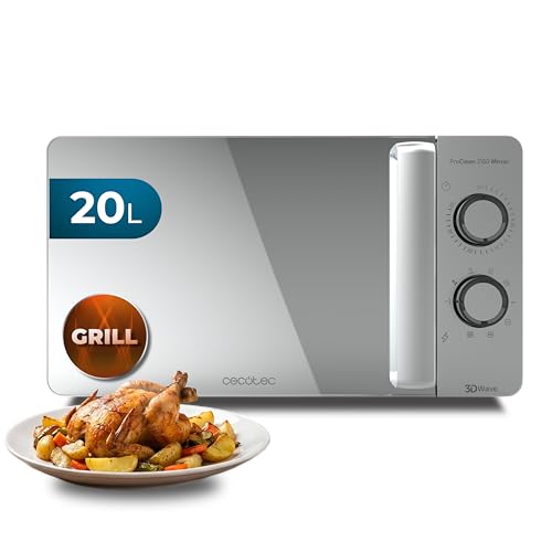 Microondas con Grill ProClean 3160 Mirror Wave. 700W, 6 Niveles, Grill 800W, Capacidad 20L, Revestimiento Ready2Clean para mejor Limpieza, Tecnología 3DWave, Temporizador, Diseño Efecto Espejo