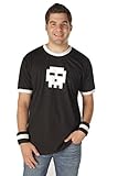 Scott Pilgrim vs. The World Pixel Skull Adult Black with White Ringers T-shirt Tee (Adult X-Large)