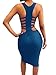 MISFONDLE Women's Sexy Bodycon Bandage Lace up Midi Club Dress Dark Blue