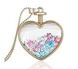 bestwishes2u Multicolor Star Shaped Crystal in Heart Glass Locket Pendant Necklace with 60cm Bead Chain