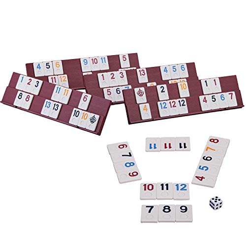 Doublefan Rummy 106 Tiles Large Rummy with 4 Sturdy Racks& Instructions