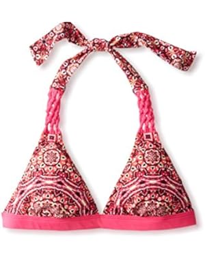 Jessica Simpson Womens Printed Banded Halter Bikini Top Passion L