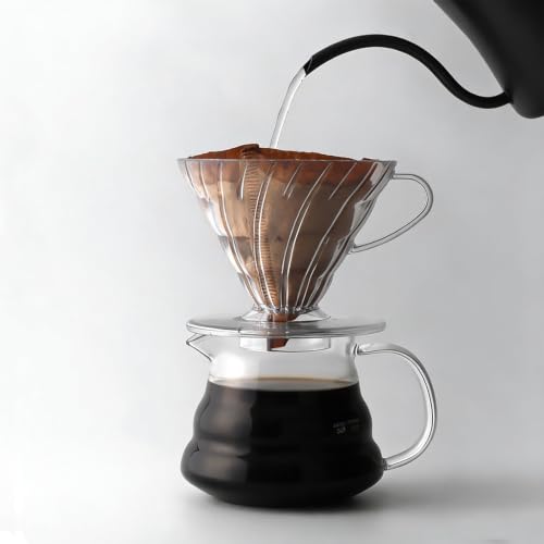 Coador para Filtro V60 02, Suporte para Filtro de Cafe V60 02 Transparente, com 40 Unidades Filtro de Papel 02, 2-4 Xícaras