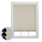 Set of Two - 9/16 in. Trimmable Room Darkening Ivory Cordless Cellular Window Shades, 36 by 64 in.