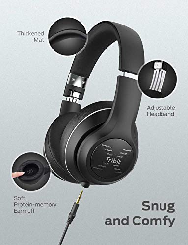 Tribit XFree Tune Bluetooth Headphones Over Ear - Wireless Headphones 40 Hrs Playtime, Hi-Fi Stereo Sound with Rich Bass