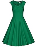 MUXXN Women's 1950s Vintage Retro Capshoulder Party Swing Dress (M, Green)