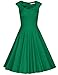 MUXXN Women's 1950s Vintage Retro Capshoulder Party Swing Dress (M, Green)