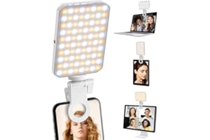 TEOTEEO Rechargeable LED Selfie Light for Phone - Clip-On iPhone Light with 3 Modes, Rechargeable Camera Light for Phone Photography, Vlog, TikTok, Video Conferencing