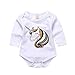 Mikrdoo Baby Clothes Set Long Sleeve Bodysuit White Tops Unicorn Printed Pants and Headband Outfits (0-6 Months)
