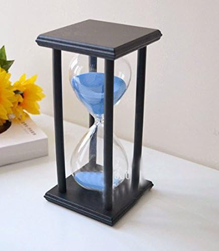 30/60 Minutes Colorful Sand Hourglass Timer Time Retro Ornaments Creative Gift (black frame blue sand, 60 minutes)