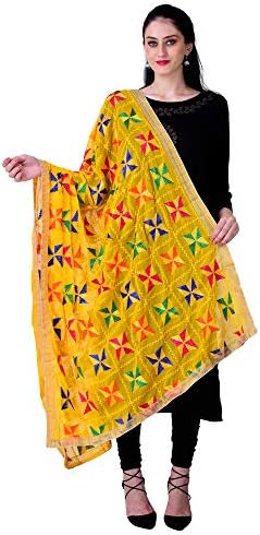SWI WITH LABEL Phulkari Dupattas for Womens, Hand Embroidered in Amritsar, Punjabi Pankha Design, Size 2.2 m SWI WITH LABEL Phulkari Dupattas for Womens, Hand Embroidered in Amritsar, Punjabi Pankha Design, Size 2.2 m