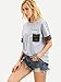 Romwe Women's Fashion Tee Short Sleeve Patch Casual T-Shirt Grey