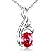 MABELLA 925 Sterling Silver Necklace Simulated Gemstone Oval Shape Birth Month Pendant, Gifts for Women