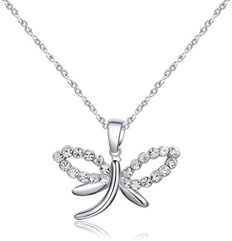 Bling Jewelry Women's Dragonfly Shape Pierced Necklaces Rose Gold Plated Pendants