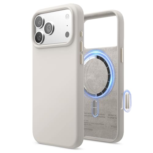 elago Funda Magnética de Silicona para iPhone 17 Pro MAX 6,9'' - Compatible con MagSafe, Silicona Líquida Premium, Funda Protectora, Antigolpes, Perfil Delgado (Piedra)