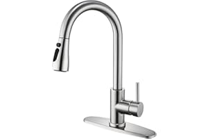 HPUFKOT Kitchen Faucet with Pull Down Sprayer Multitask Mode Single Handle High Arc Pull Out Kitchen Sink Faucet Offers Efficient Cleaning for RV (Silver)