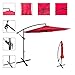 Sundale Outdoor 10 Feet Aluminum Offset Patio Umbrella with Crank and Cross Bar Set, Cantilever Umbrella for Deck, Garden, Backyard, 8 Steel Ribs, 100% Polyester Canopy Shade (Red)