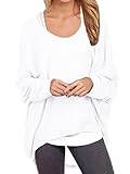 Yidarton Womens Summer Casual Shirts Oversized Baggy Off-Shoulder Long Sleeve Tops White X-Large