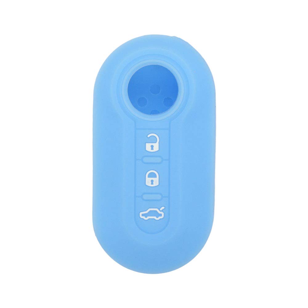 BROVACS Silicone Cover Protector Case Holder Skin Jacket Compatible with FIAT 3 Button Flip Remote Key Fob CV4759 Light Blue