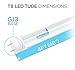 T8/T10/T12 LED Light Tube, 4FT, Hyperikon, Dual-End Powered, Works with and without T8 ballast, 18W (40W equivalent), 2200 Lumens, 6000K (Super Bright White), Clear Cover, DLC-qualified - (Pack of 12)
