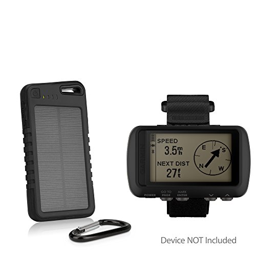 BoxWave Garmin Foretrex 601 Battery, [Solar Rejuva PowerPack (6000mAh)] Solar Powered Backup Power Bank for Garmin Foretrex 601 - Jet Black