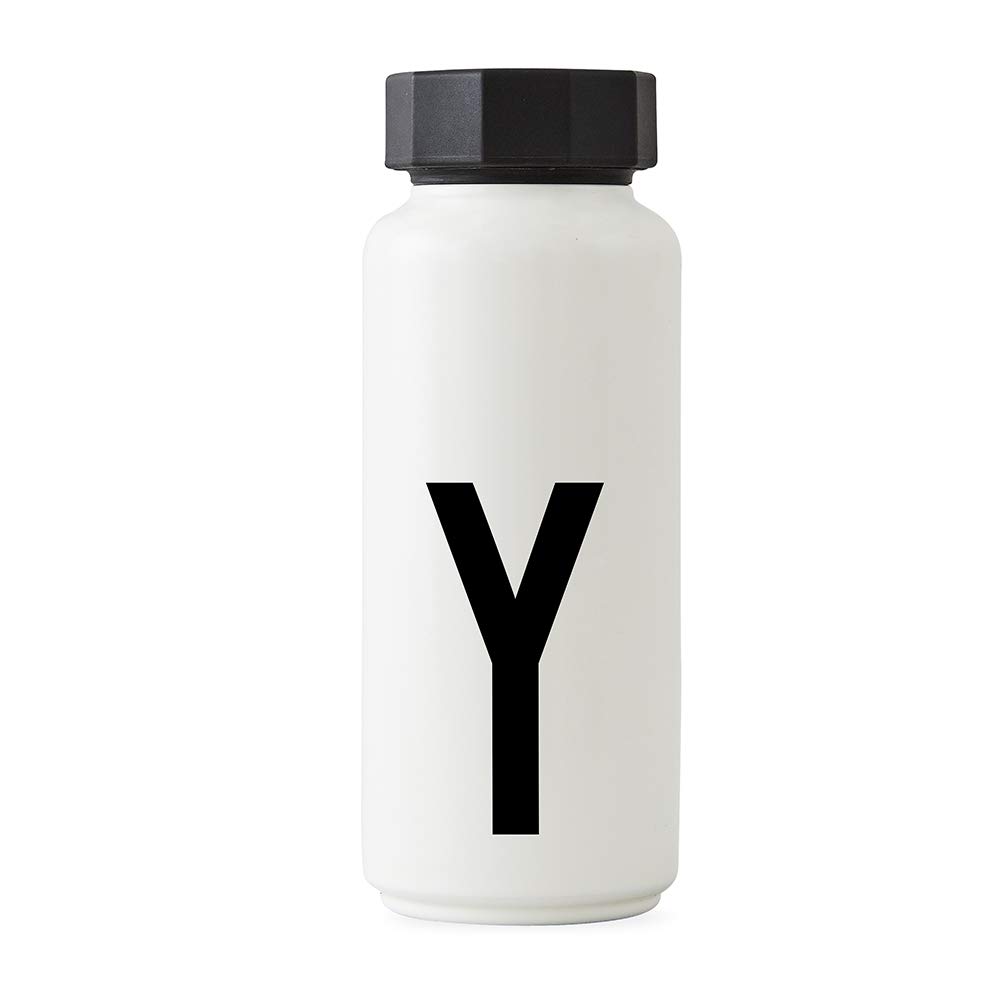Design Letters Personal Thermo/Insulated Bottle (White) - Y - BPA-Free Double Walled Vacuum, Stainless Steel, Nordic Design, Keeps Cold for up to 24 Hrs/Hot up to 12 Hrs, 500 ml, Leak-Proof, 280 g.