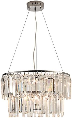 OLA LIVING Modern Design Crystal Chandelier Pendant Lamp For Living Room,Dining Room (Chrome)