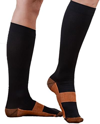 Copper Compression Socks for Men Women Support ELA Sports (Black,Large/XL)