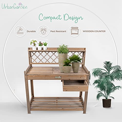 URBAN GARDËN Garden Table with Outdoor Bench and Galvanized Metal