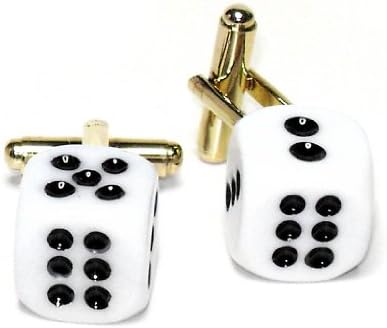 Gold-Tone Men's Cuff Links Pair of BLACK DICE Shaped Cufflinks
