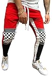 Hakjay Mens Skinny Fit Track Pants Striped Sweatpants with Pockets and Zipper Ankles