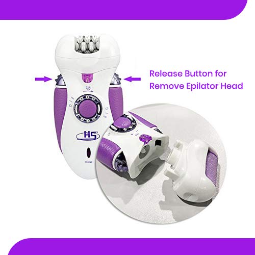 Hair Epilator Shaver Razor Trimmer for Women - 4 in 1 Rechargeable Hair Remover - Includes Four Heads for Complete Hair Removal - Painless Women Depilatory Machine for Facial Bikini Leg Arms Body Lips