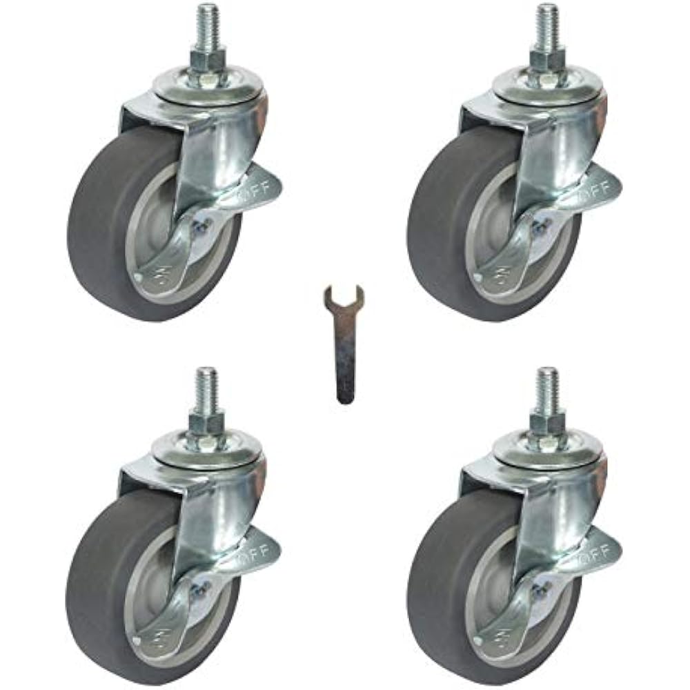 Mysit Caster Wheels, 4 Pack M8x25mm Metric Threaded Stem Casters, 3