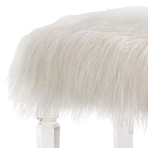 Glitzhome Luxurious Faux Fur Ottoman with Acrylic Legs Long Entryway