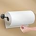 mDesign Metal Wall Mount Paper Towel Holder & Dispenser, Mounts to Walls or Under Cabinets - for Kitchen, Pantry, Utility Room, Laundry and Garage Storage - Holds Jumbo Rolls - Matte Black