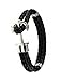 DreamMarker Happiness Jewelry Unisex High Quality PU Leather Bracelet With Anchor Alloy Clasp 8.6 Inches Length (Black Silver)