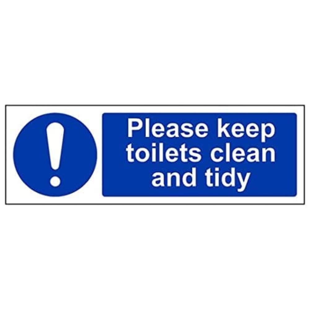 V Safety Eco Friendly Mandatory General - Please Keep toilets Clean And Tidy - 450 x 150 mm Safety Sign — image 1