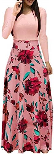 Abolai Women Boho Maxi Dress Casual Irregular Solid Pocket Party Loose Long Sleeve Cotton Viscose Dress Kaftan,S-4XL
