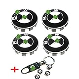 Toolacc Set of 4 - Wheel Center Caps Emblem Fit for BM W, 68mm Rim Center Hub Caps for BM W 1 3 5 6 7 X Z Series + Set of 4 Tire Valve Covers for BM W All Models(Black and White)