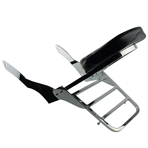 Chrome Motorcycle Chrome Backrest Sissy Bar With Luggage Rack Backrest Pad For Yamaha V-Star Vstar 650 400 Custom 1996-2011 - Thumbnail 2