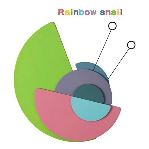 MerryHeart Wooden Pastel Rainbow Semicircles Stacker, 11Pcs Rainbow