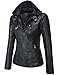 Tanming Women's Removable Hooded Faux Leather Jackets