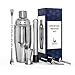 Cocktail Shaker Set by Barmade Supply - 24 Oz stainless steel shaker with built-in strainer, Mixing spoon, Muddler, Double jigger, 2 Liquor pourers - Professional bar accessories kit - Unique gift set