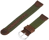 Voguestrap, Comfort Strap, Olive, Regular Length (TX541261) 20mm Water Resistant, Leather and Material Expedition Watchband w/ Silver Buckle