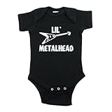 Crazy Baby Clothing LIL' Metal Head Short Sleeve One Piece Baby Bodysuit In Color 6M, Black