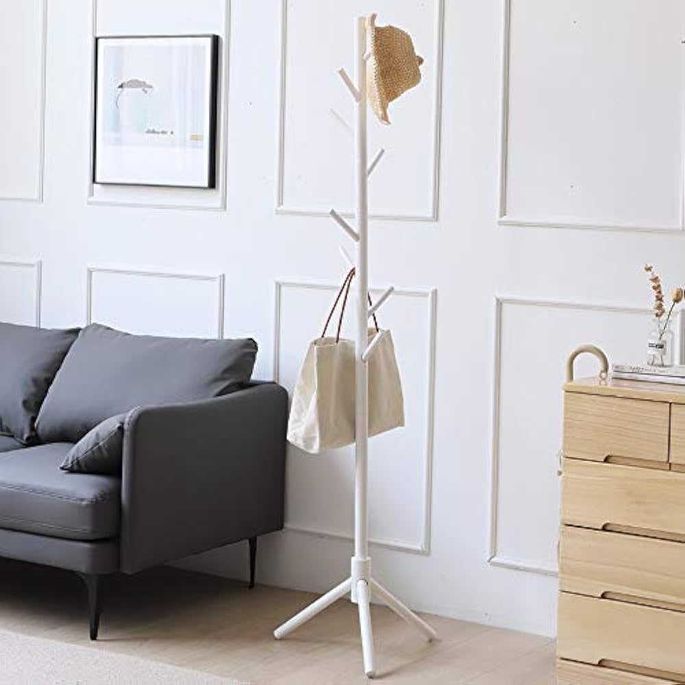 OCGAU Sturdy Coat Rack Freestanding,Heavy Duty Hanger Stand Tree With 8