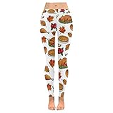 InterestPrint Custom Autumn Thanksgiving Turkey Stretchy Capri Leggings Skinny Pants For Yoga Running Pilates Gym(2XS-5XL)