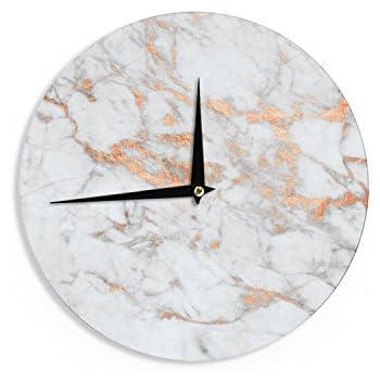 KESS InHouse KESS Original "Rose Gold Flake" White Pink Wall Clock, 12"