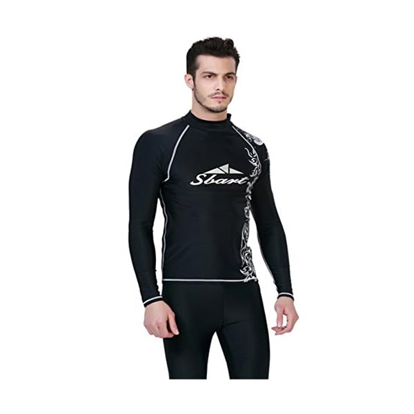 Sbart-Men-Wetsuit-Top-with-Golden-and-White-Pattern-for-Swimming-and-Diving-Black